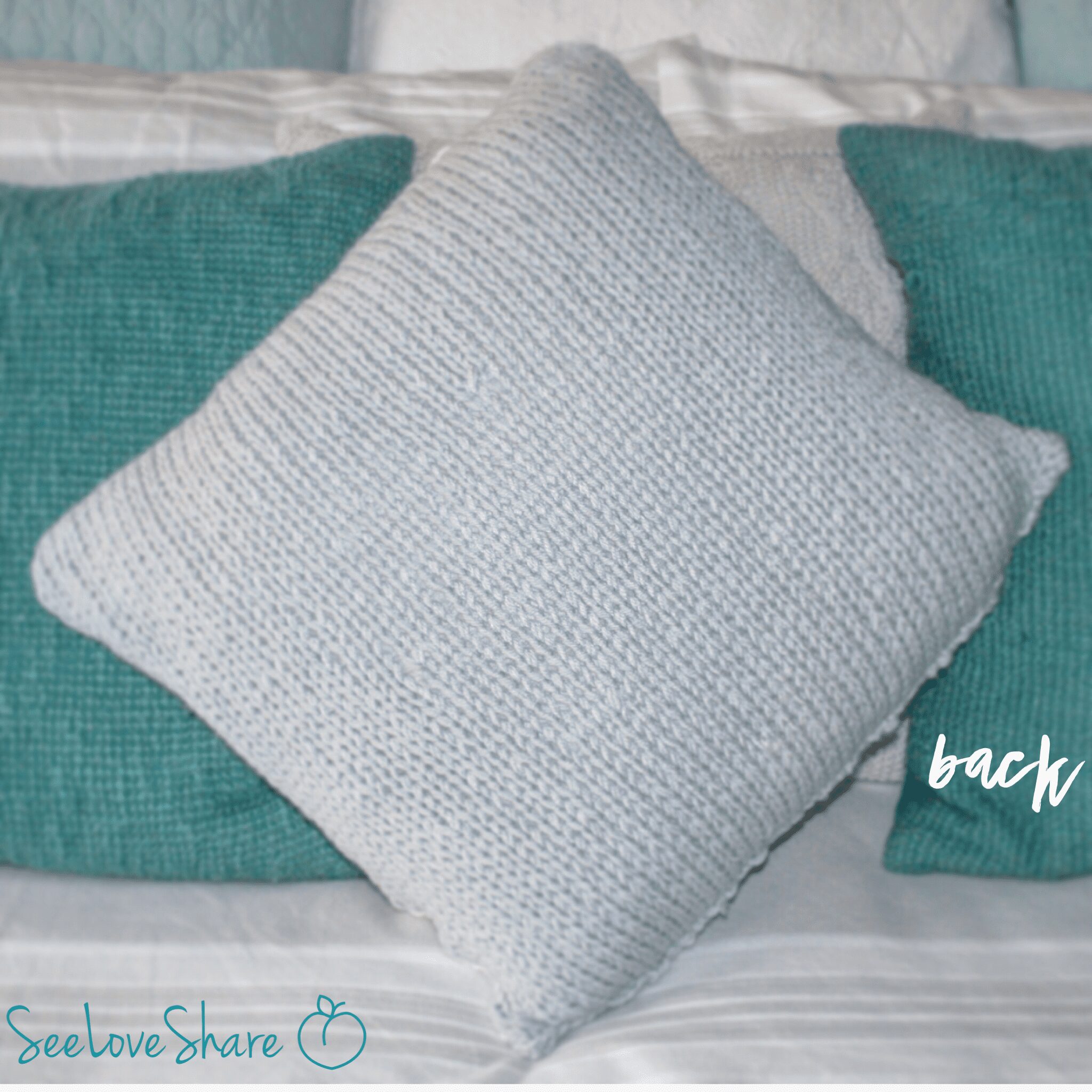 Close up texture detail of the knit herringbone pillow pattern