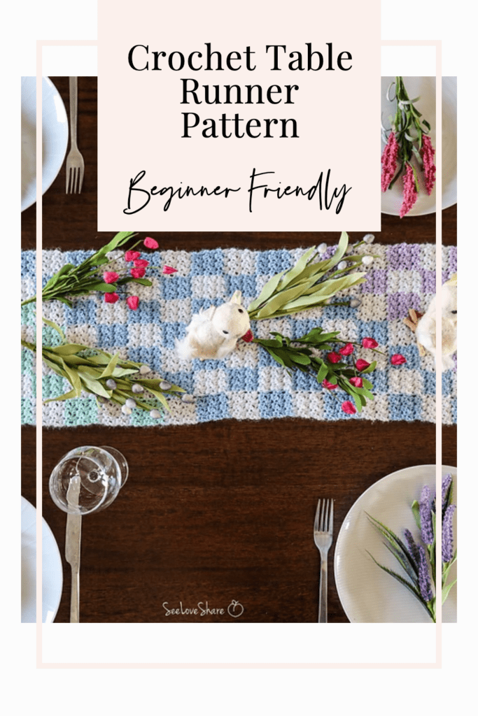 easy crochet checkered table runner pattern