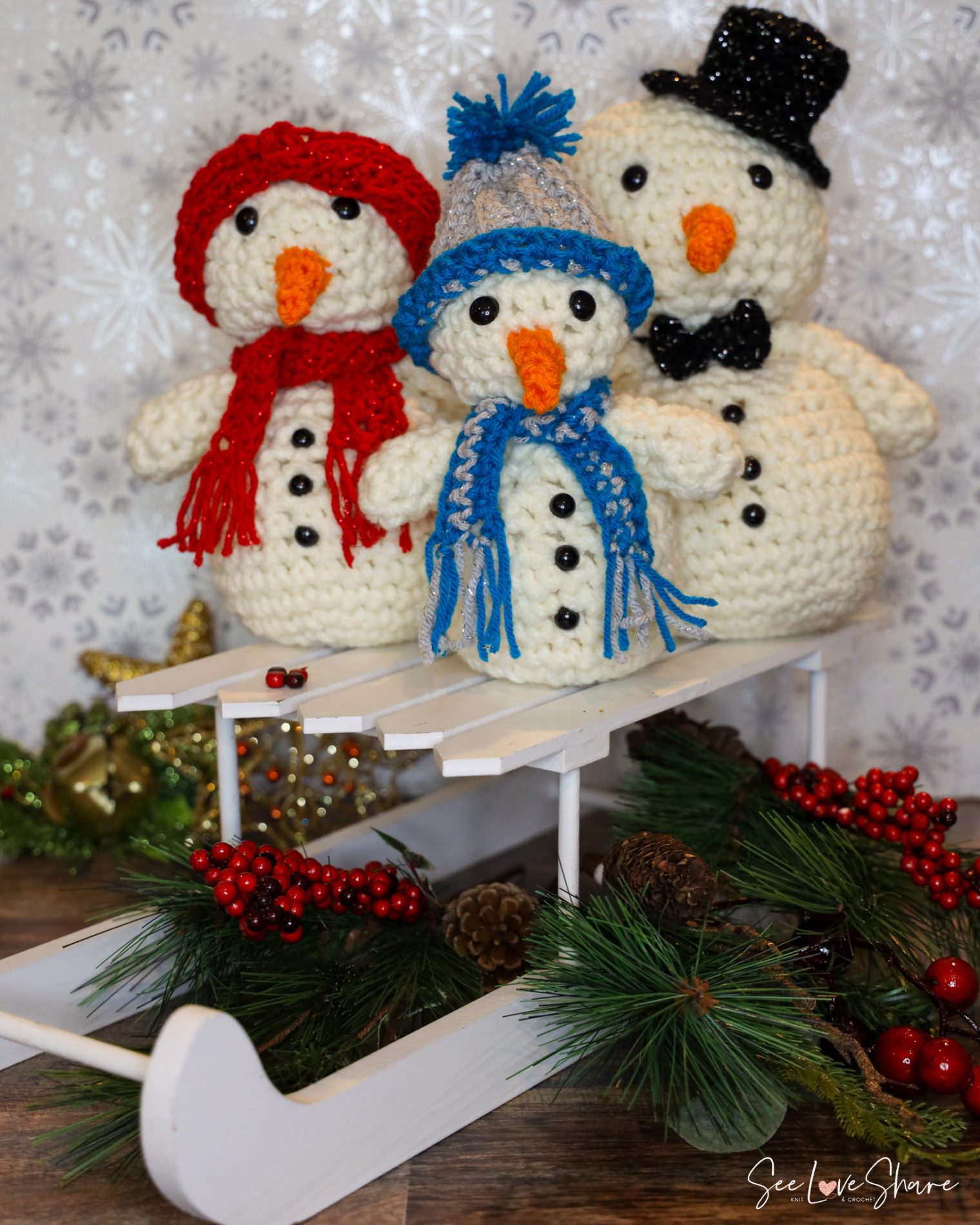 Snowman Family Trio - Free Crochet Patterns