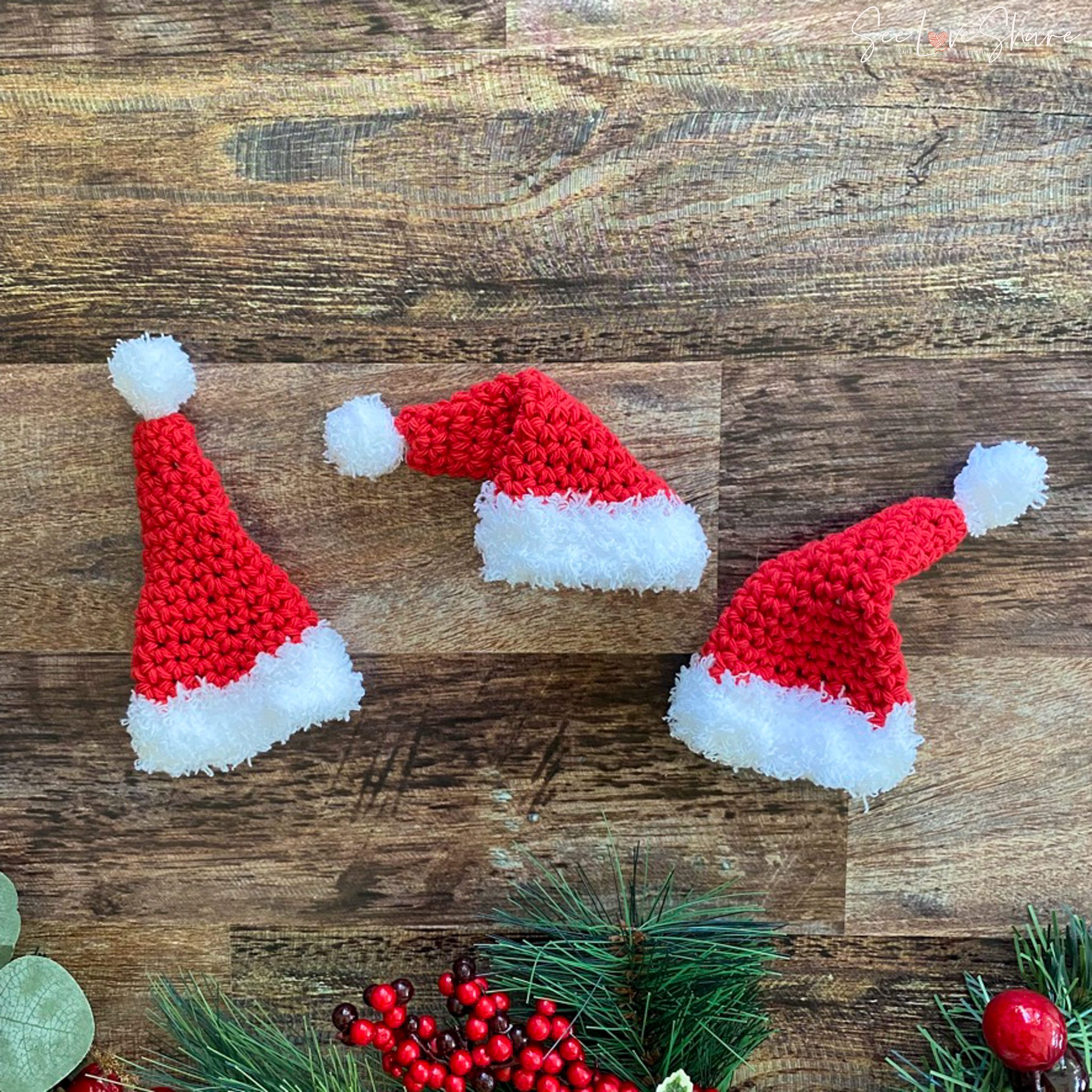 Mini Santa Hat Ornament/Garland/Embellishment - Free Crochet Pattern