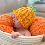 Baby's First Pumpkin Jack-O-Lantern Crochet Beanie