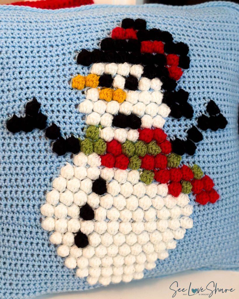 crochet snowman pillow