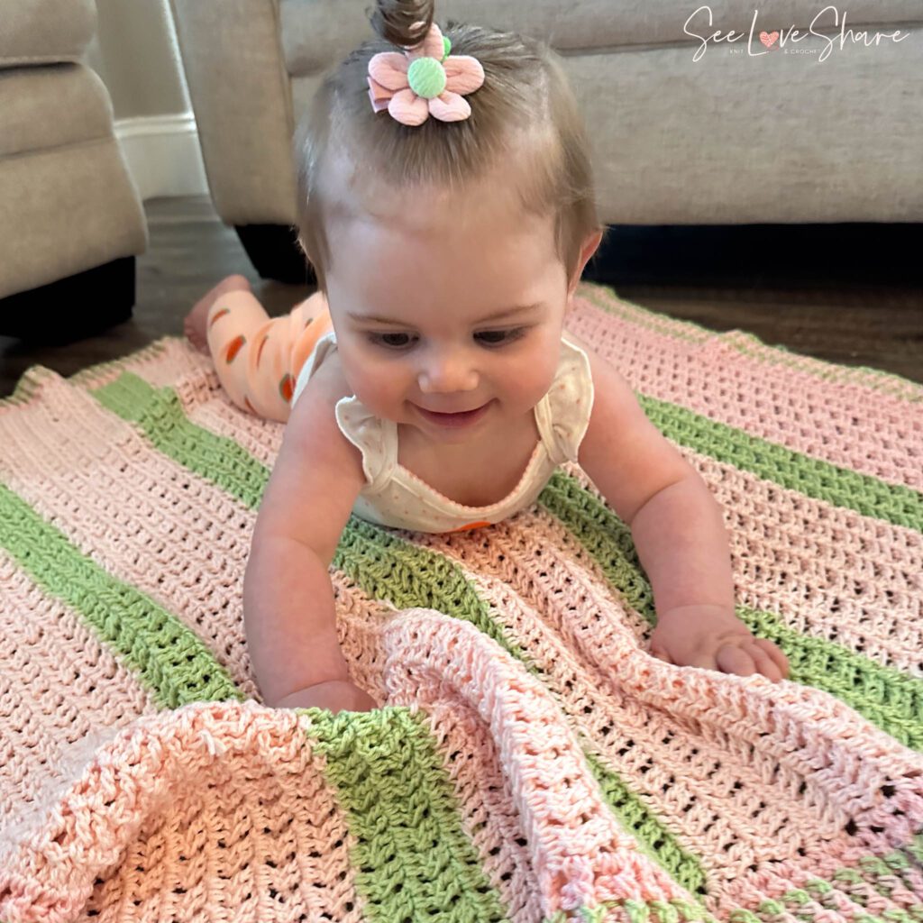 Watermelon Waffle Stitch Crochet Baby Blanket - Free Pattern