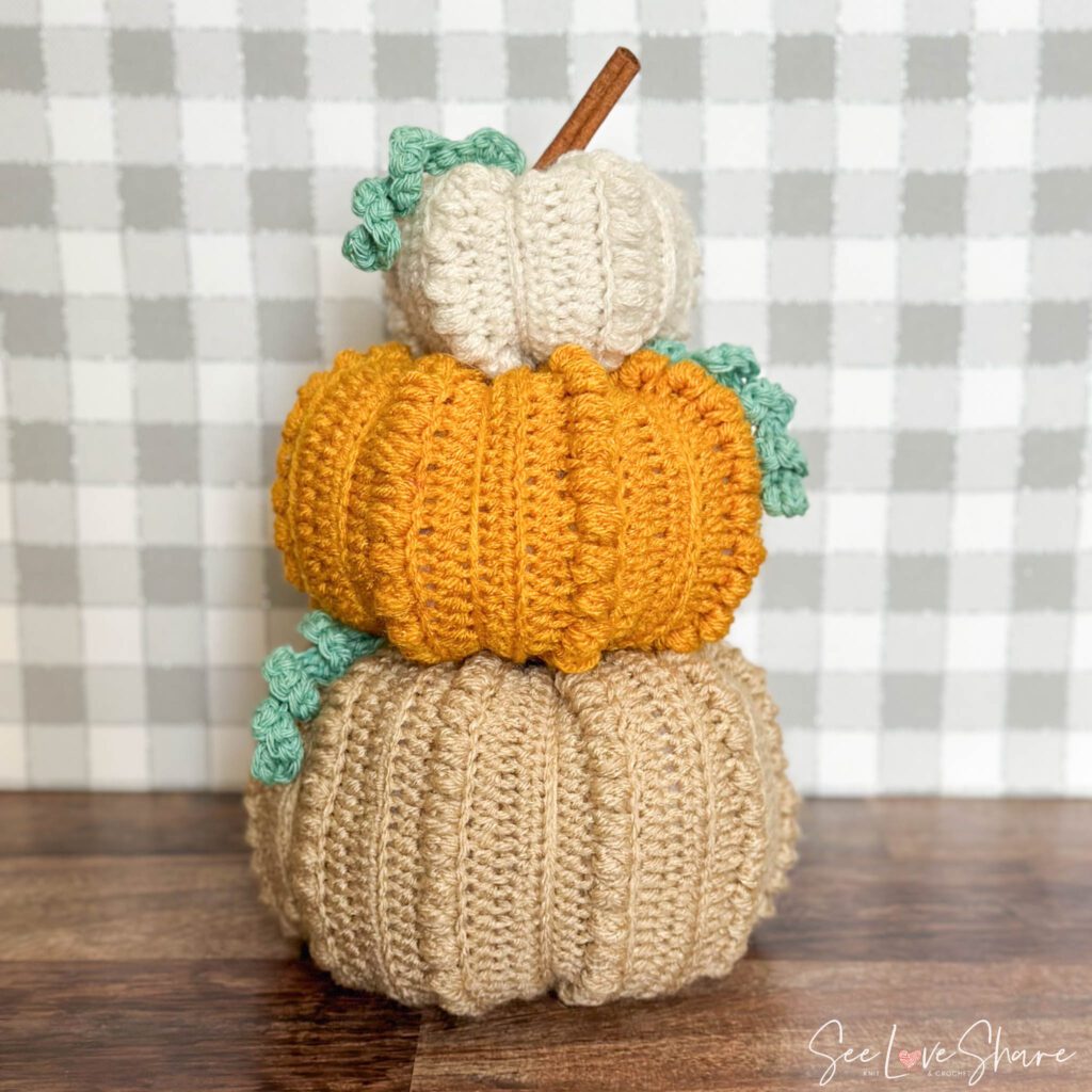 Farmhouse-Chic Stackable Crochet Pumpkins