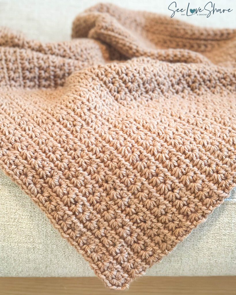 cozy crochet blanket pattern, star stitch throw, easy crochet throw pattern
