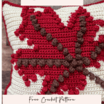 Crochet Bobble Stitch Maple Leaf Pillow