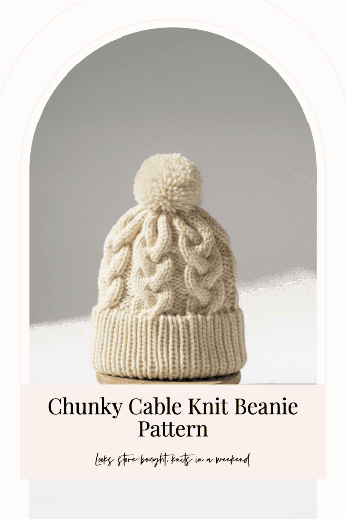 Chunky Cable Knit Beanie Pattern – Easy Folded Brim Hat