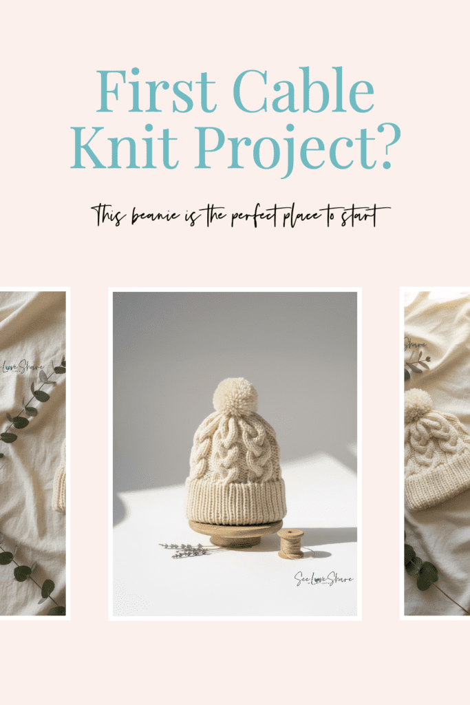 Chunky Cable Knit Beanie Pattern – Easy Folded Brim Hat