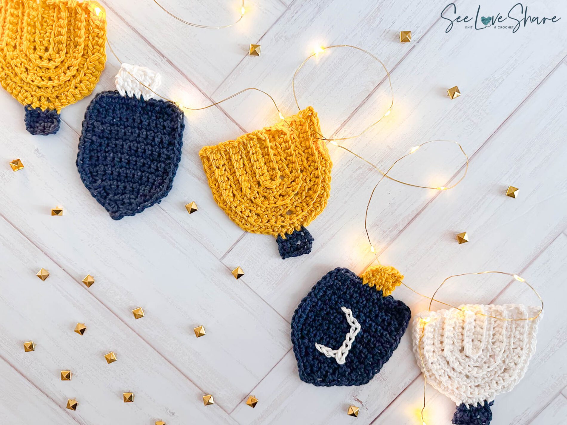 Mini Crochet Menorah & Dreidel Hanukkah Garland Pattern — SeeLoveShare