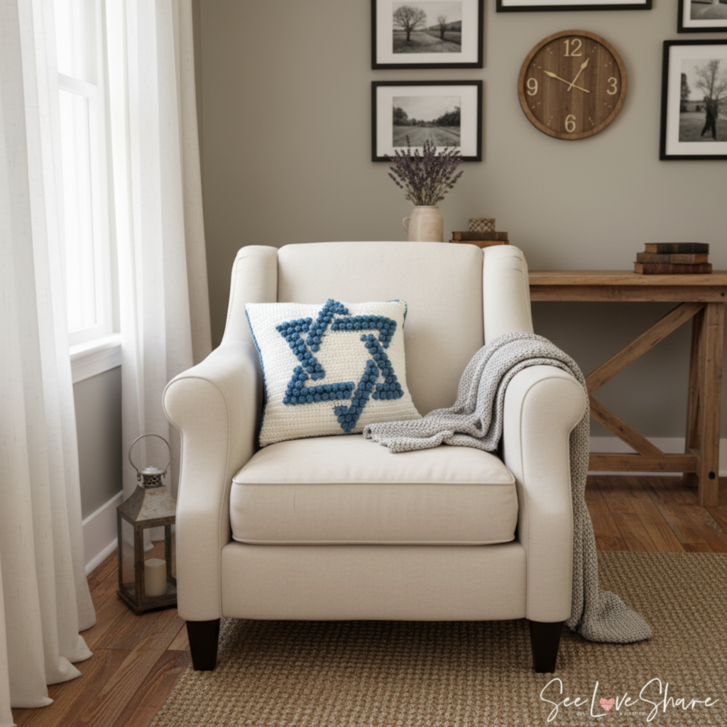 Crochet Star of David Bobble Stitch Pillow Pattern — SeeLoveShare