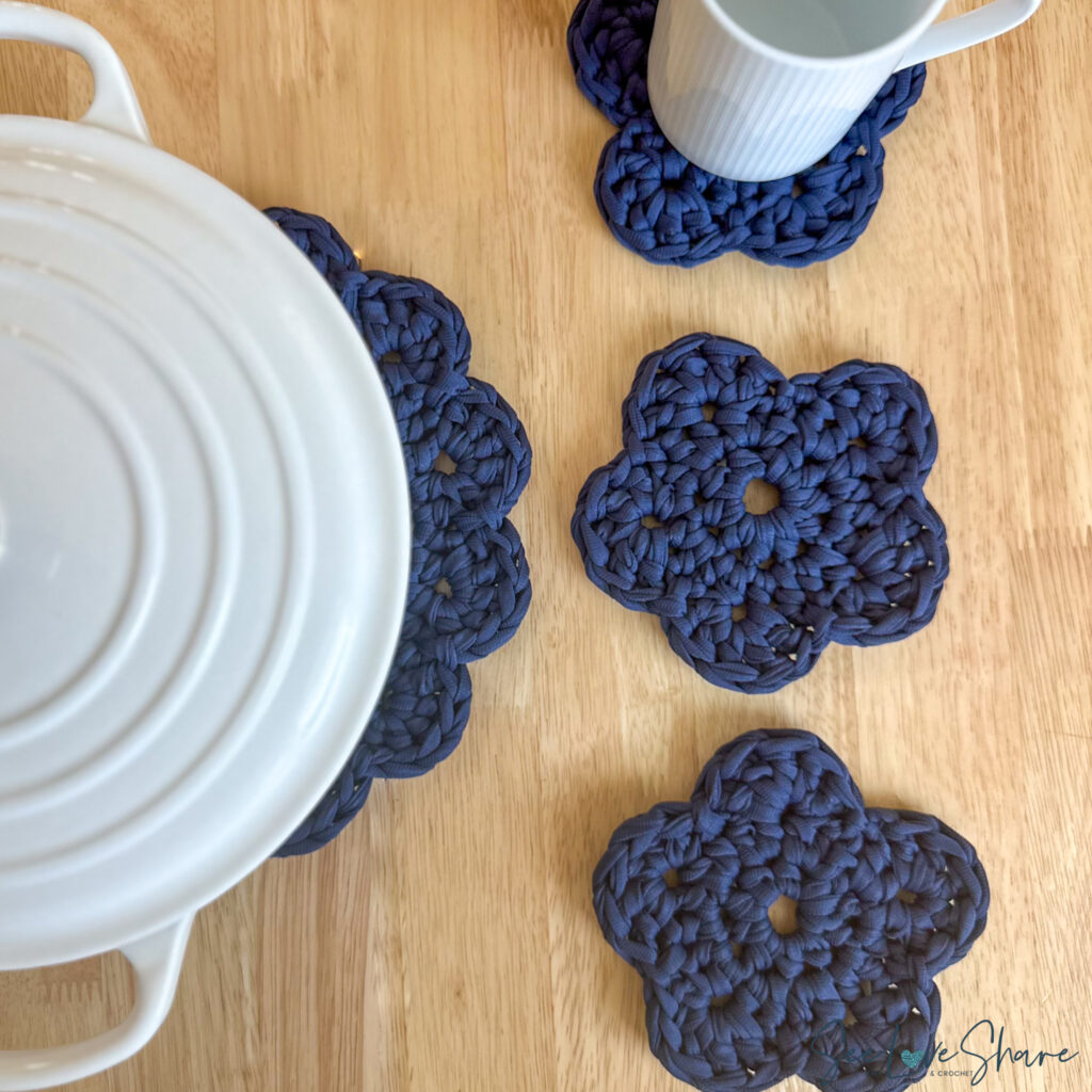 crochet flower coaster