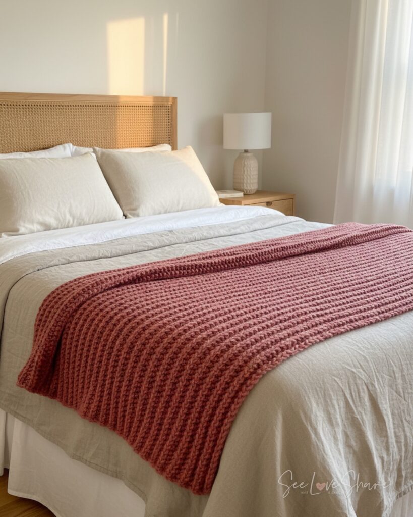 Mistake Rib Knit Throw Pattern