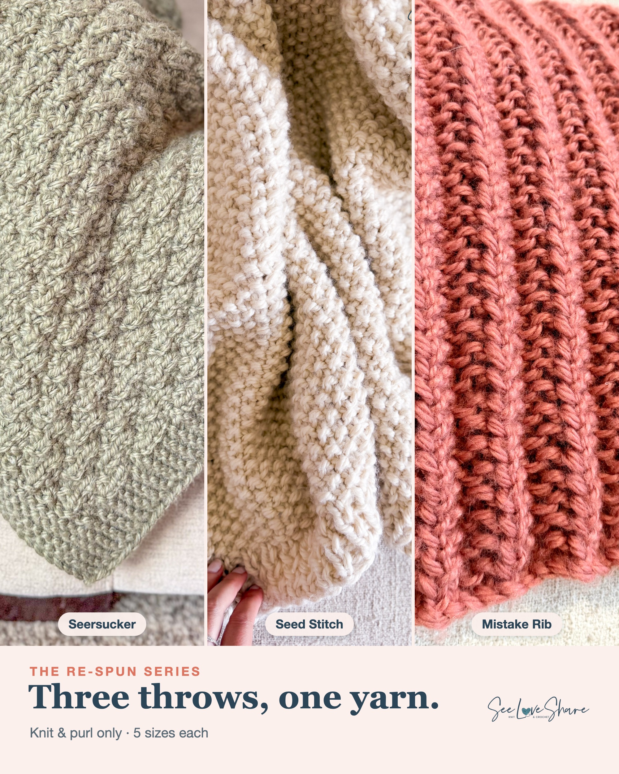 Mistake Rib Knit Throw Pattern