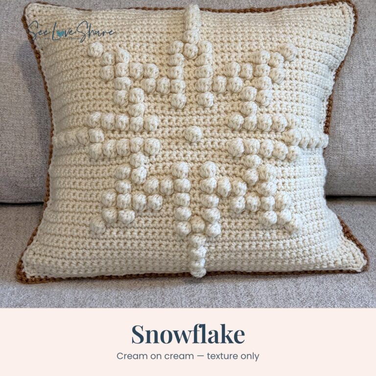 Crochet snowflake bobble pillow