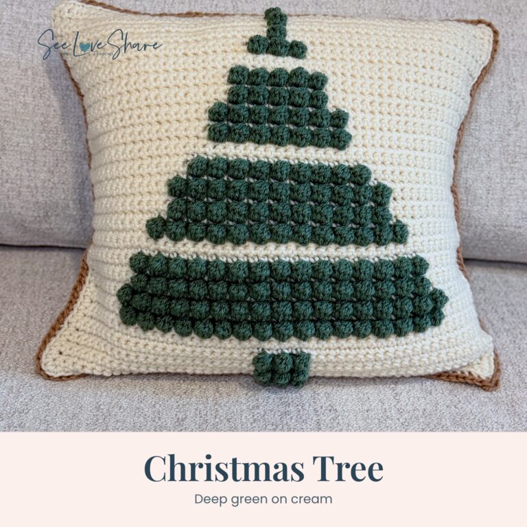 Crochet Christmas tree bobble pillow
