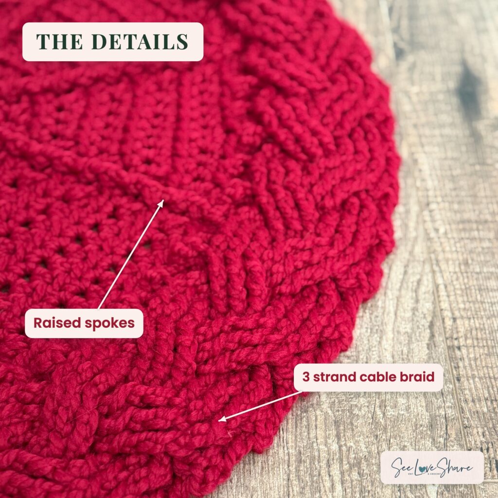 Shrong Pattern Crochet Tree Skirt Pattern: Stunning Cable Braid, 2 Sizes | SeeLoveShare