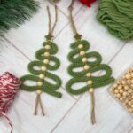 I-cord Christmas tree ornament with wooden beads